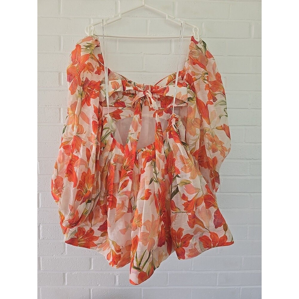 Zimmermann Matchmaker Tranquillity Floral Print Linen Silk Mini Dress Sz. 1/US 6 - Picture 10 of 14